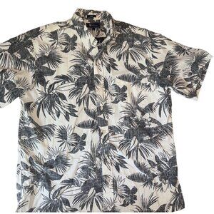 Reyn Spooner classic white/gray Hawaiian shirt,‎ button-down short sleeve size L
